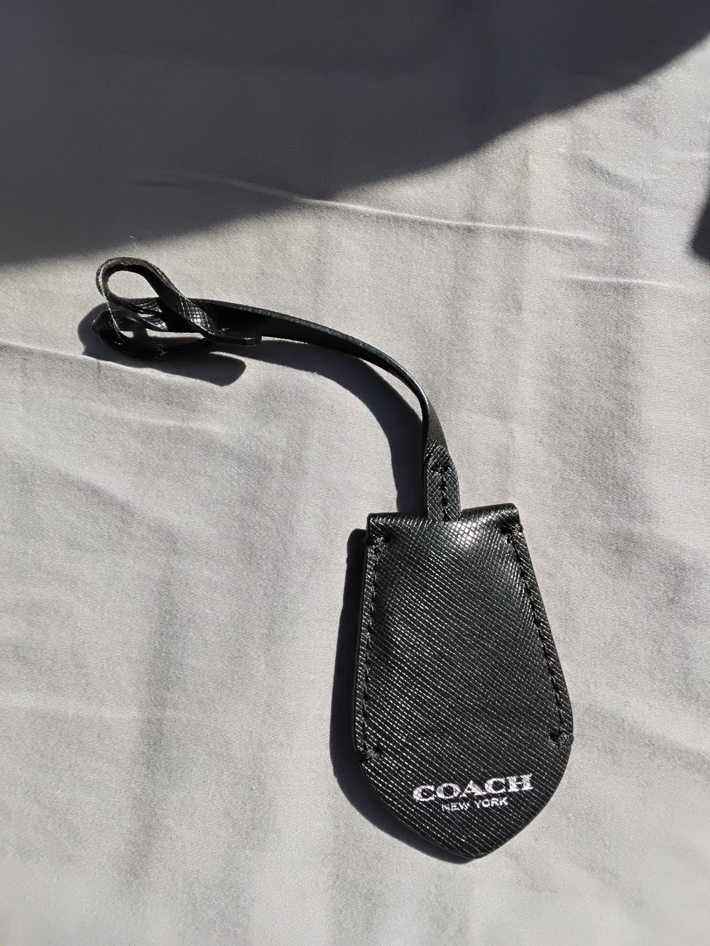 Coach Black Leather Tag with Logo Strap